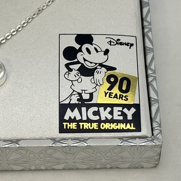 Disney 90 Years Mickey Mouse Silver Plated Swarovski Crystal 18 Inch Necklace - Picture 4 of 16